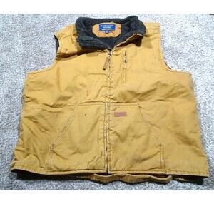 Vintage Bass Creek Outfitters Sherpa-Lined Duck Canvas Workwear Vest - Men's XXL